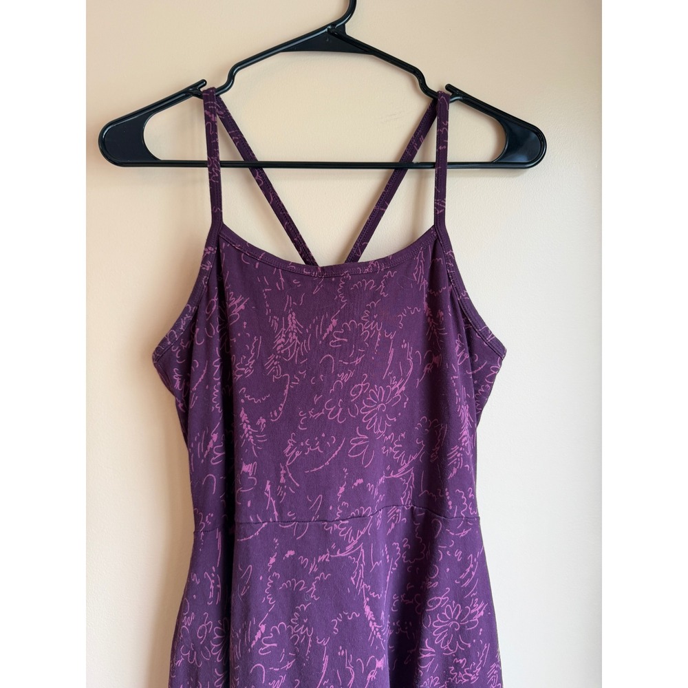 Pact Floral Organic Cotton Midi Dress Sz M Purple Criss Cross Back Beach Coastal - Picture 5 of 13